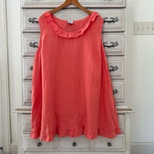 Match Point Coral Linen Lagenlook Tunic